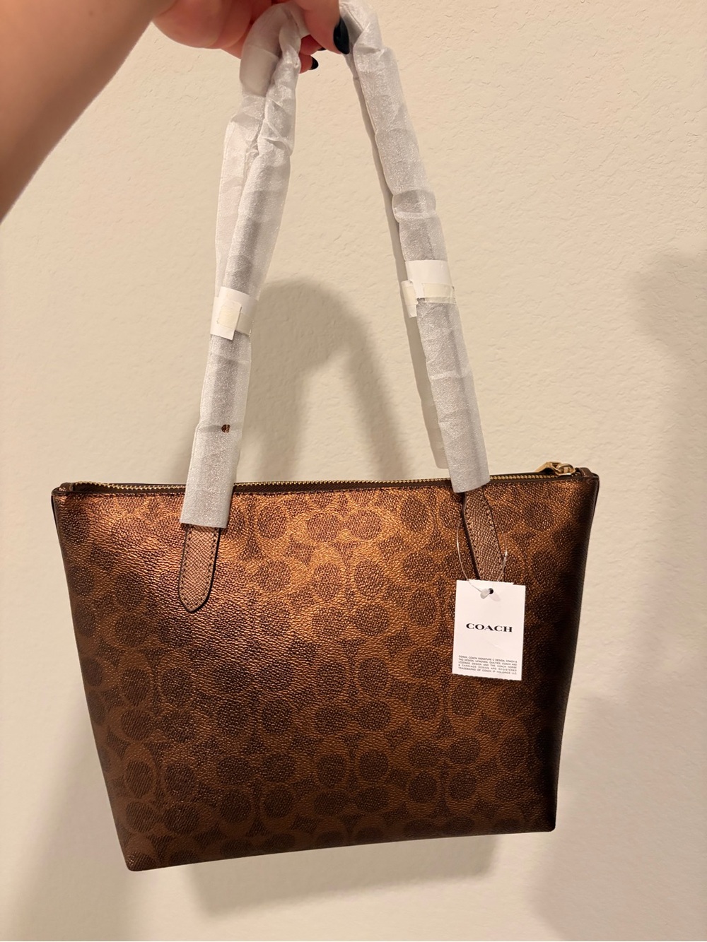 Coach Bronze Signature Metallic Tote